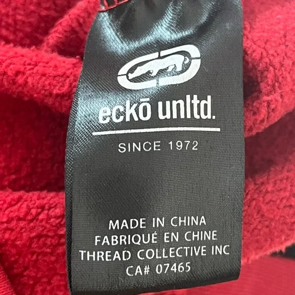 Y2K Ecko Unlimited Mens Hoodie in Red and Black - Picture 6 of 7